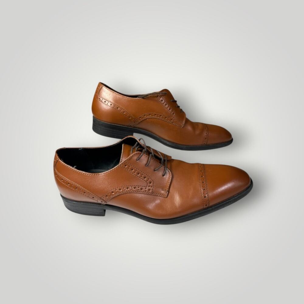 Men’s Brown Leather Cap-Toe Dress Shoes – Size 11M